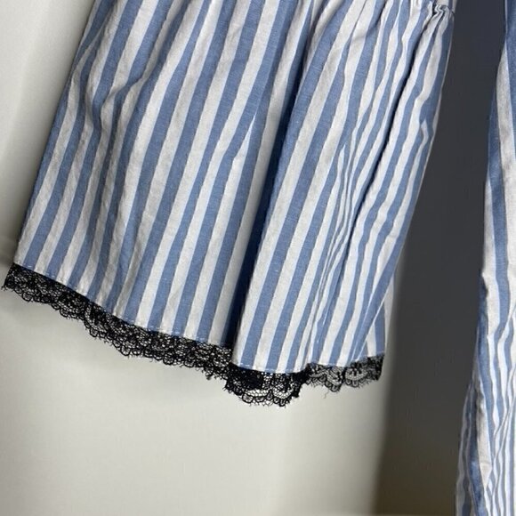 Karl Lagerfeld Blouse Size S Women's Collared Ruffle Bell Sleeve Button Down - Picture 5 of 6